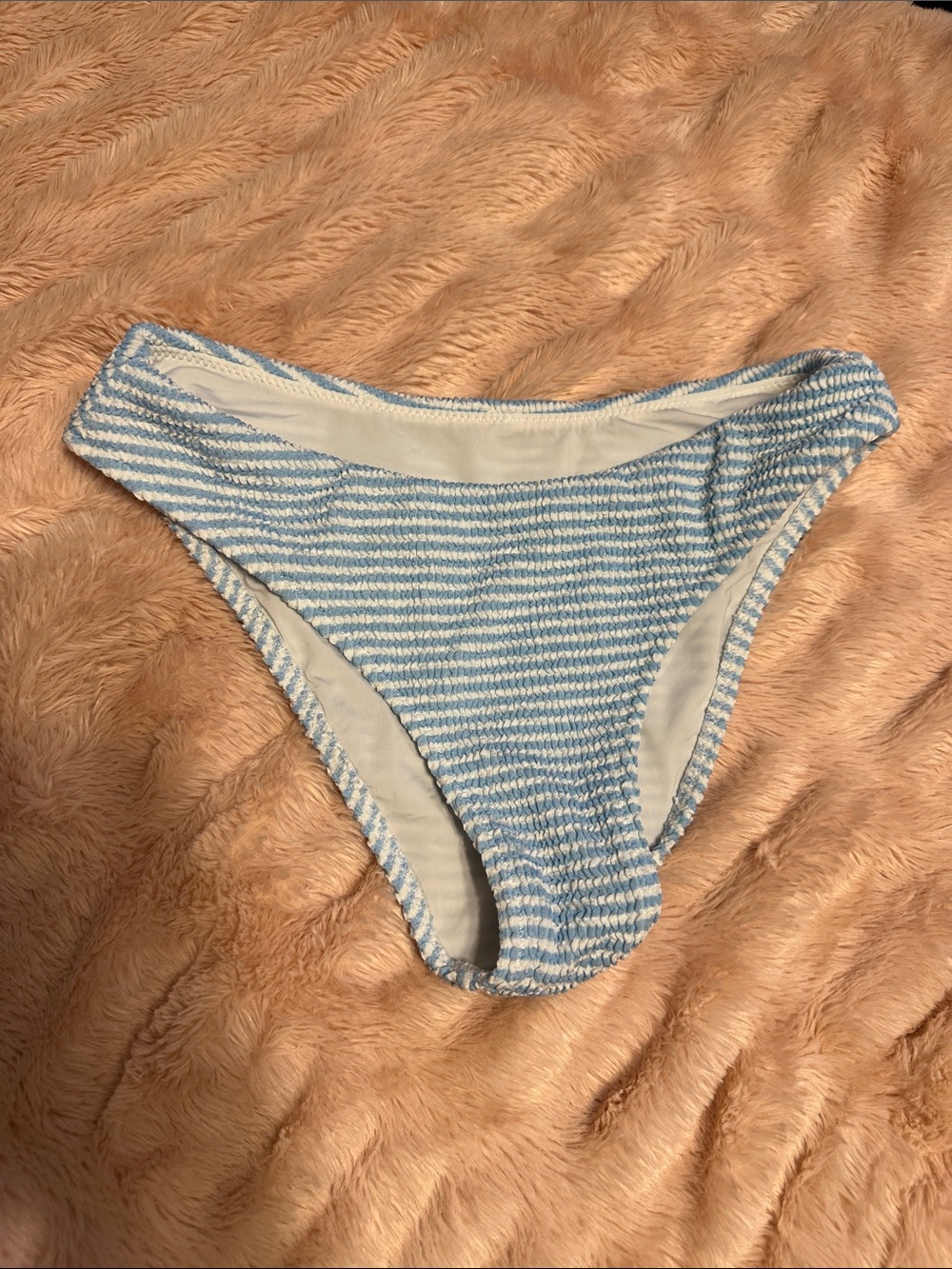 Hollister Blue and White Striped Textured Bikini Bottom Small Like New - Picture 1 of 3
